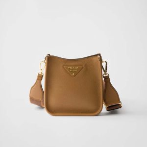 prada leather mini shoulder bag caramel