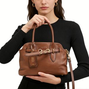 miumiu aventure leather bag brown